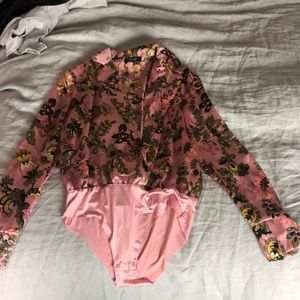 Zara printed crossover bodysuit